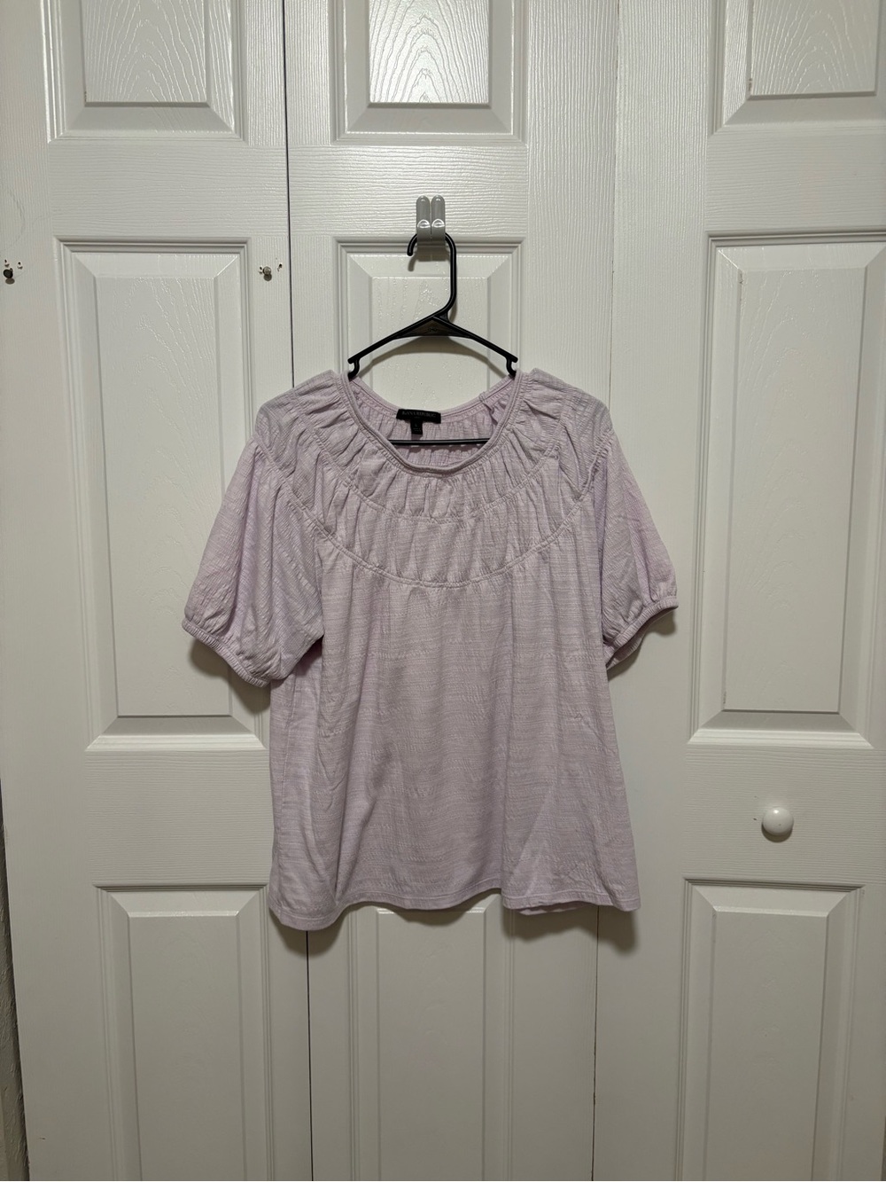 Banana Republic Light Lavender Smocked Yoke Puff Sleeve Top